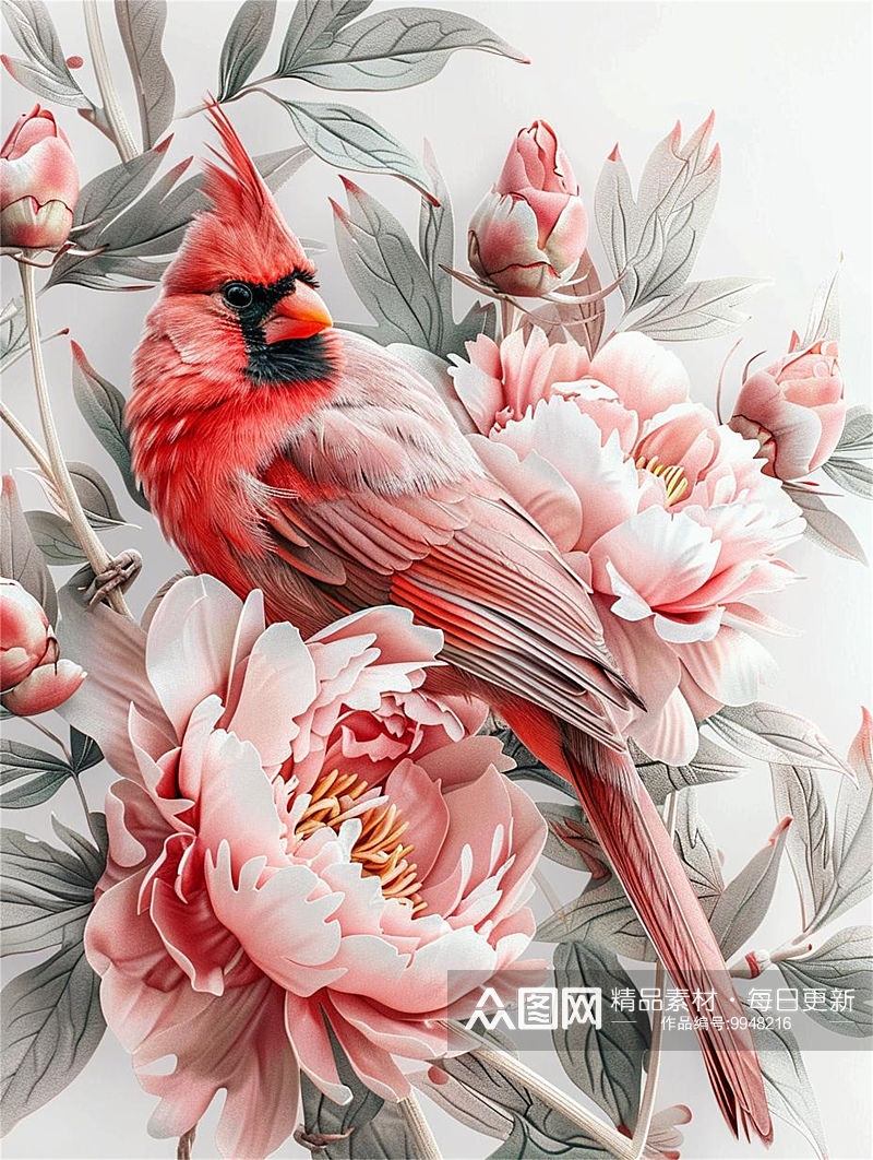 数字艺术 手绘花鸟素材