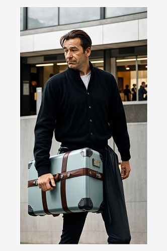 数字艺术拉行李箱的男人