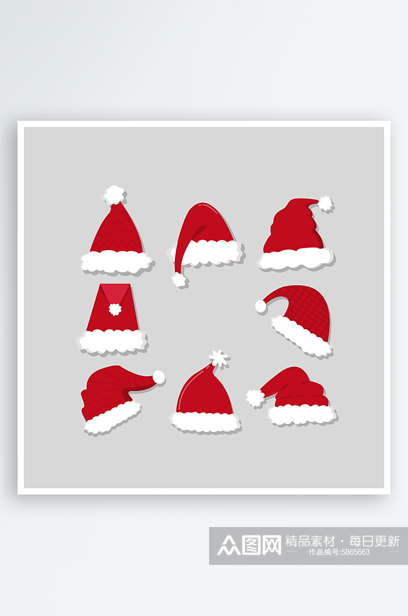 红色圣诞帽字体元素素材