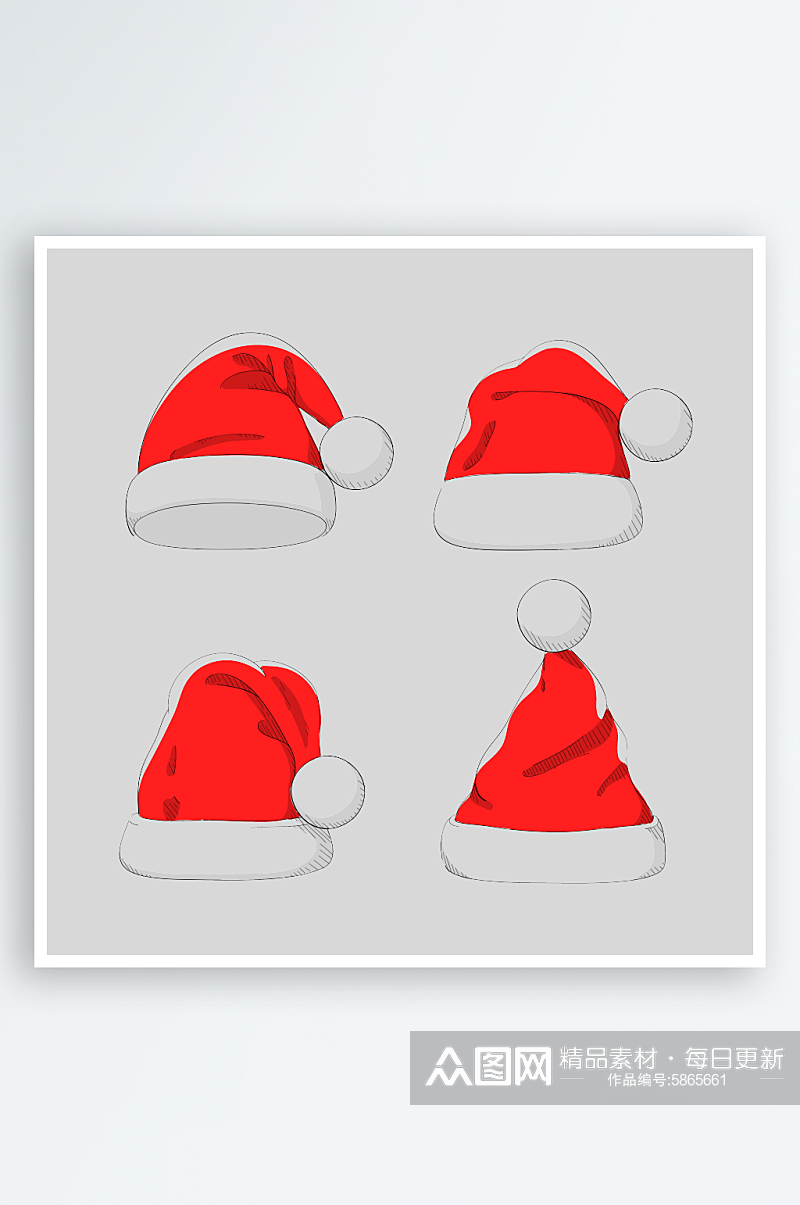 红色圣诞帽字体元素素材