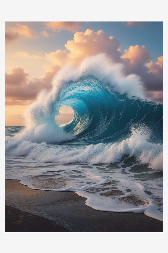 数字艺术海浪摄影装饰画效果图