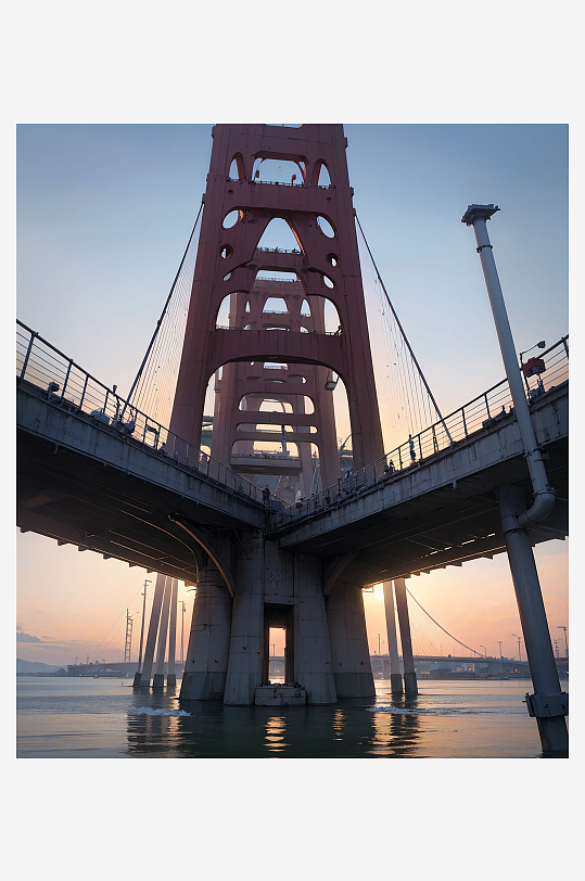 数字艺术高架桥跨江大桥场景图