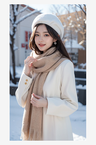 数字艺术雪地女装模特风衣女装服饰摄影