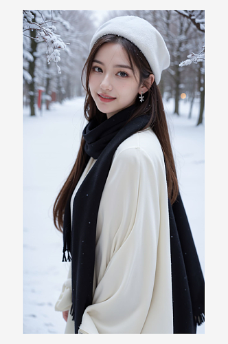 数字艺术雪地女装模特风衣女装服饰摄影