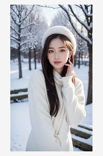 数字艺术雪地女装模特风衣女装服饰摄影