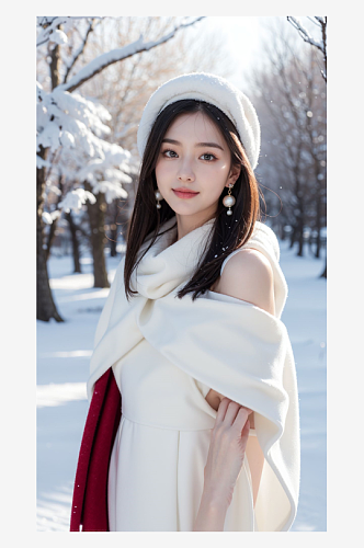 数字艺术雪地女装模特风衣女装服饰摄影