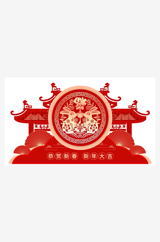红色喜庆2023新年春节美陈202