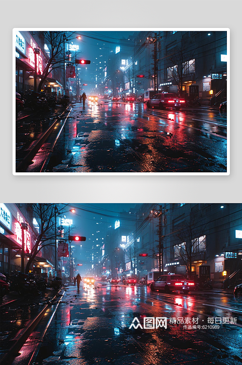数字艺术霓虹灯街景场景夜市街景素材