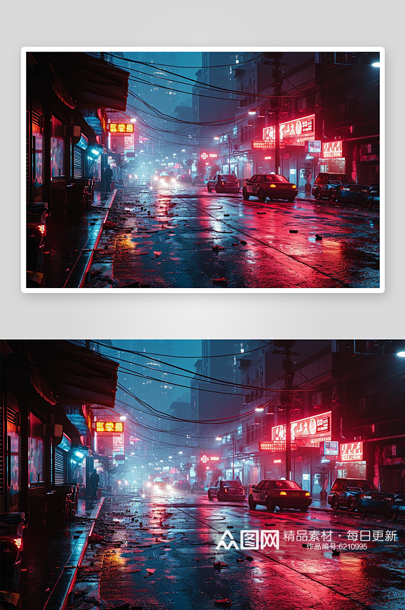 数字艺术霓虹灯街景场景夜市街景素材