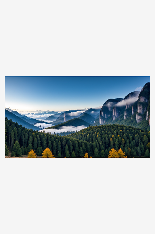 数字艺术风景摄影原始森林云海山川摄影森林