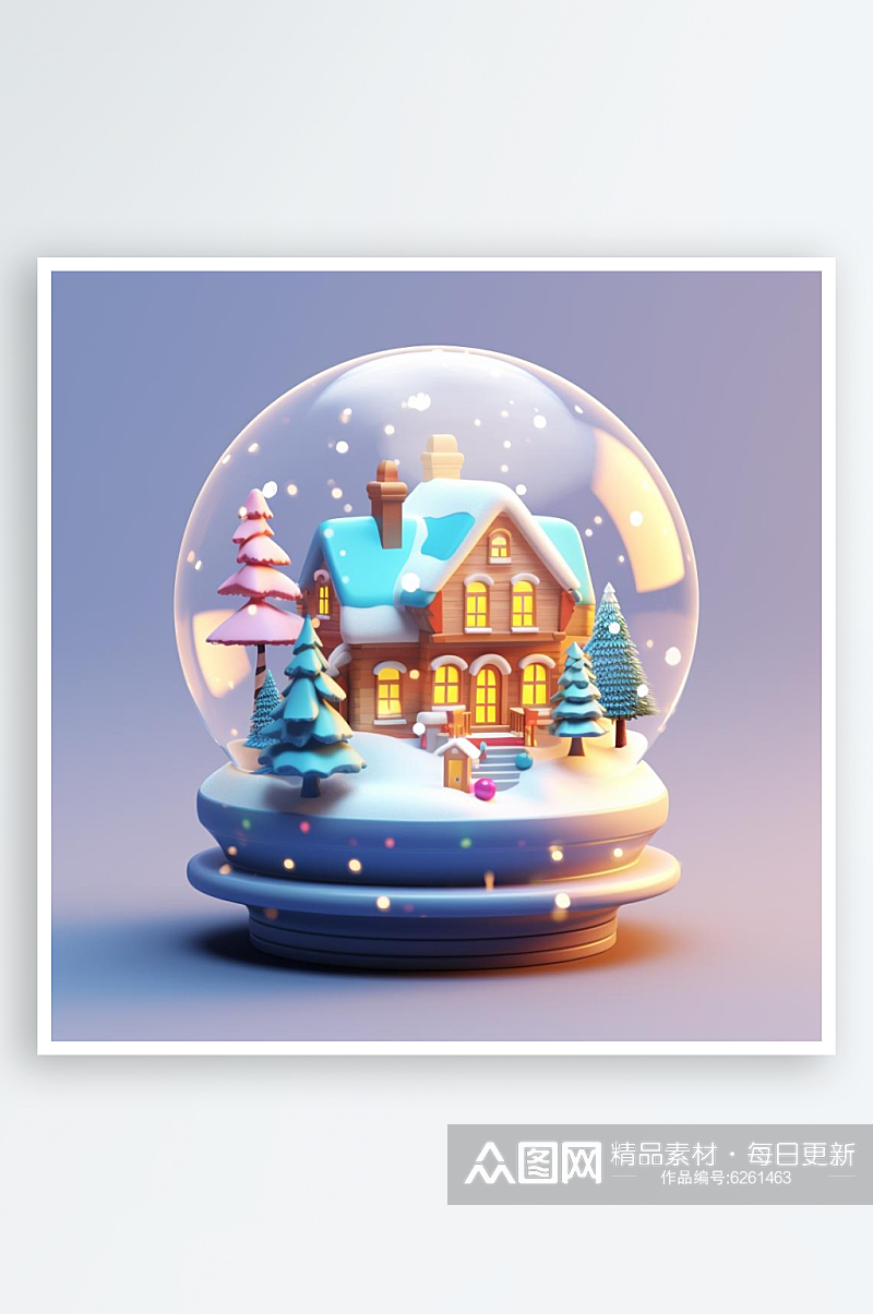 数字艺术圣诞节圣诞礼物水晶球音乐盒素材