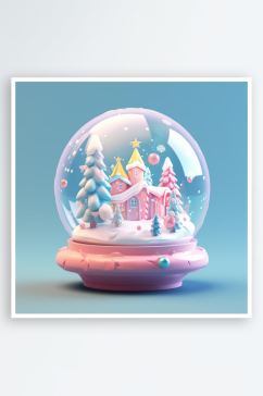 数字艺术圣诞节圣诞礼物水晶球音乐盒