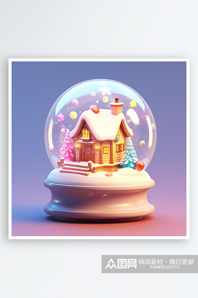 数字艺术圣诞节圣诞礼物水晶球音乐盒素材