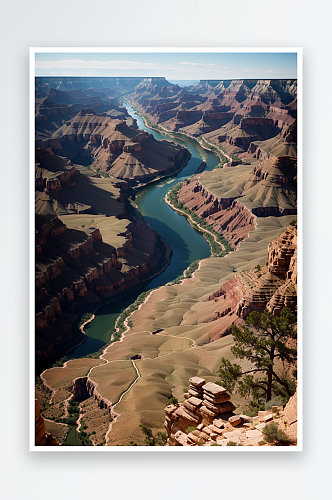 数字艺术卡斯特地貌山谷河流丘陵风景摄影