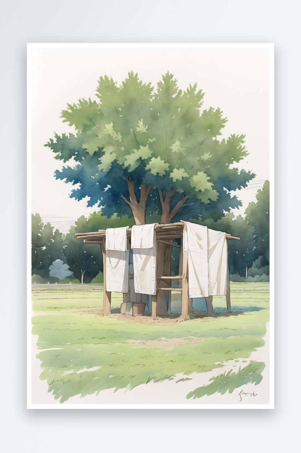 数字艺术水彩风景画水彩静物田园风插画装饰素材