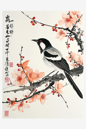 数字艺术国画中国花鸟画国画小品写意画