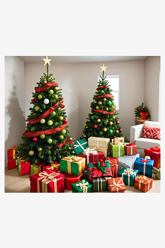 数字艺术圣诞树装饰圣诞装饰圣诞礼物布置