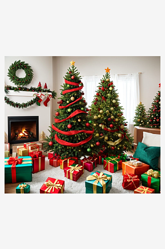 数字艺术圣诞树装饰圣诞装饰圣诞礼物布置