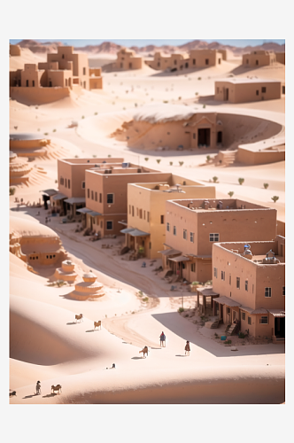 数字艺术戈壁风光沙漠风光微距模型微距拍摄