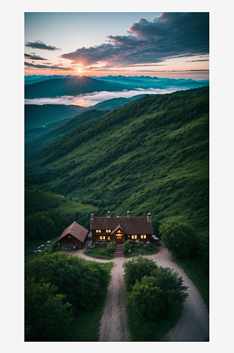 数字艺术田园风景庄园风景