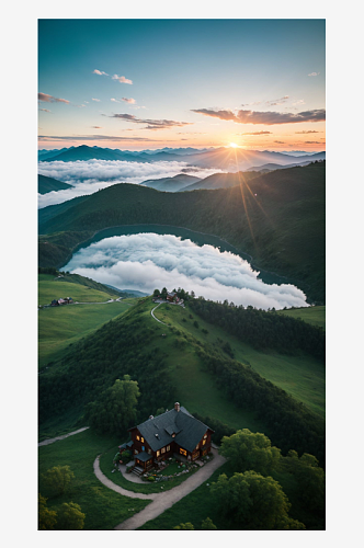 数字艺术田园风景庄园风景