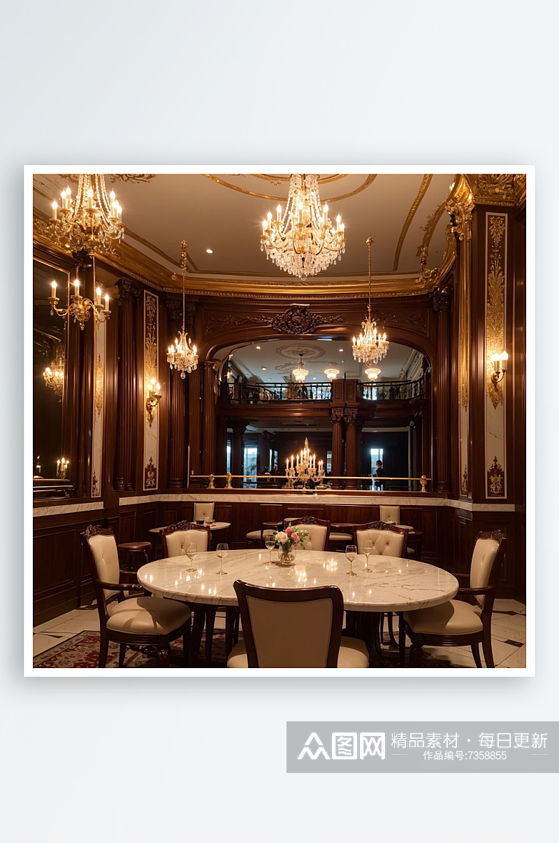 数字艺术欧式餐厅效果图水晶灯效果图素材
