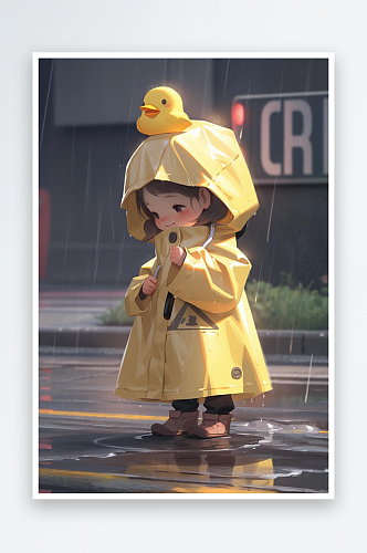 数字艺术儿童创意写真摄影雨中孩子