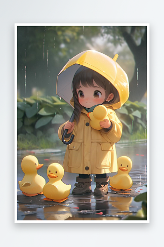 数字艺术儿童创意写真摄影雨中孩子