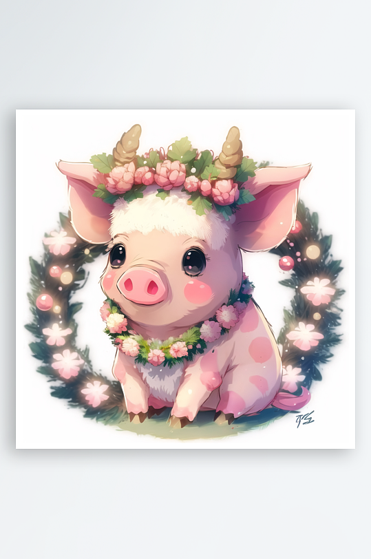 数字艺术生肖动物卡通猪