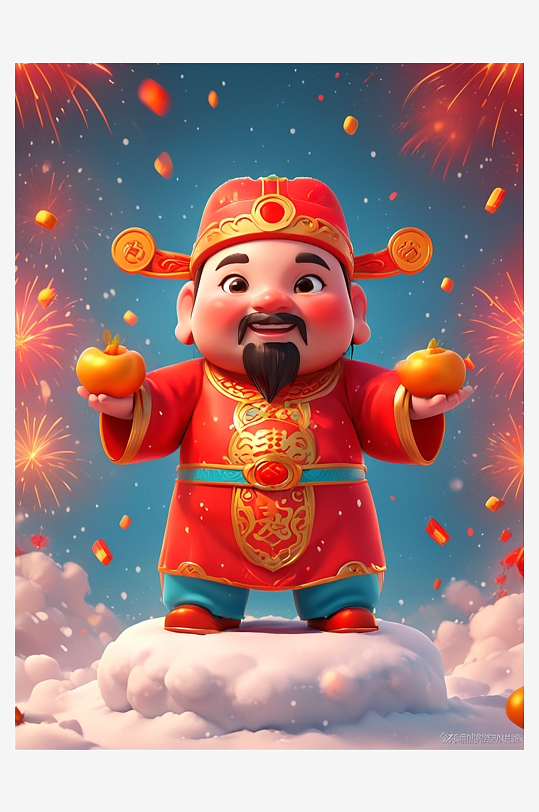 数字艺术财神ip设计黏土雕塑盲盒设计