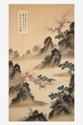 数字艺术国画写意山水水墨山水山水国画