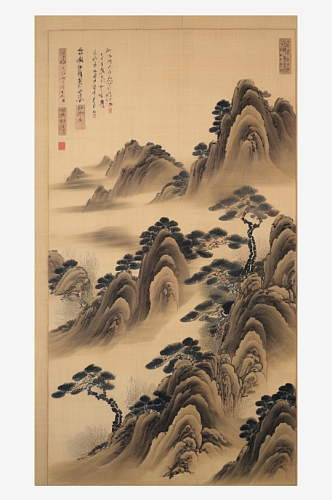 数字艺术国画写意山水水墨山水山水国画