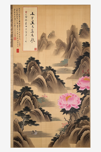 数字艺术国画写意山水水墨山水山水国画