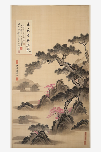 数字艺术国画写意山水水墨山水山水国画