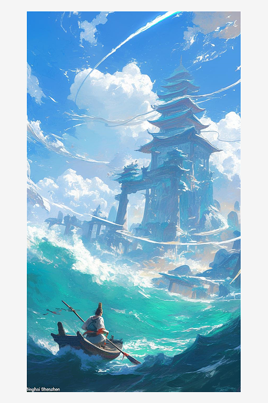 数字艺术国风手绘祥瑞插图插画游戏场景