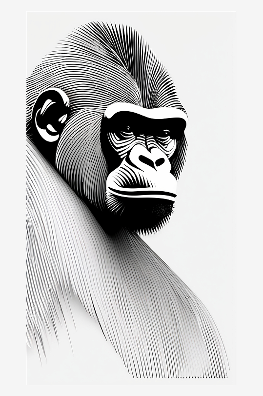 数字艺术线稿画动物头像动物插图插画