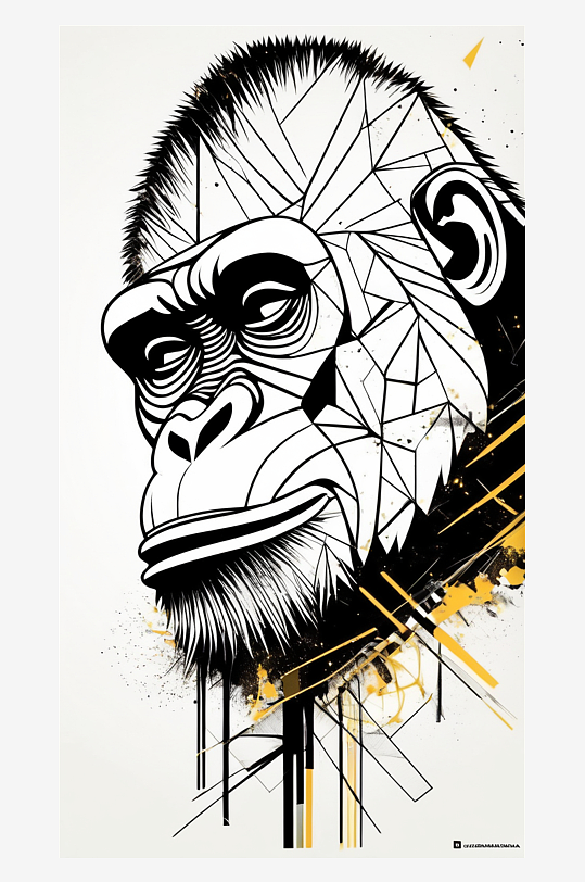数字艺术线稿画动物头像动物插图