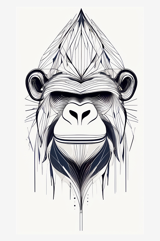 数字艺术线稿画动物头像动物插图