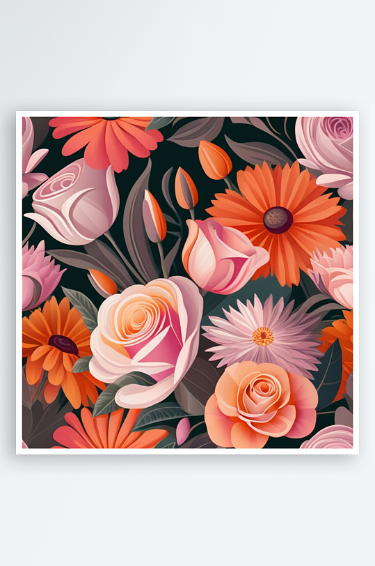 数字艺术花卉插画插图背景花纹无缝手绘背景