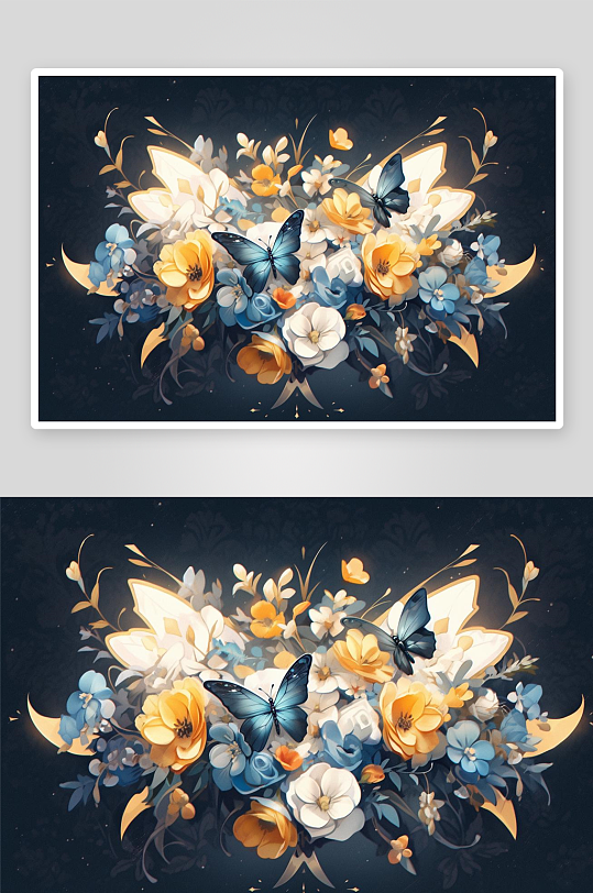 数字艺术艺术创意插画插图蝴蝶插画手绘插画