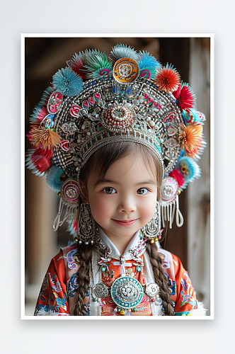 数字艺术儿童摄影创意摄影少数苗民族服装