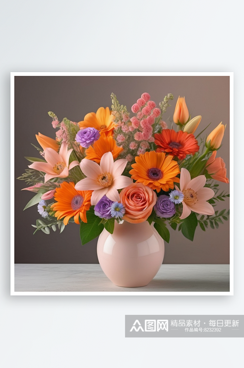 数字艺术花瓶插花艺术花卉插图花卉插画素材