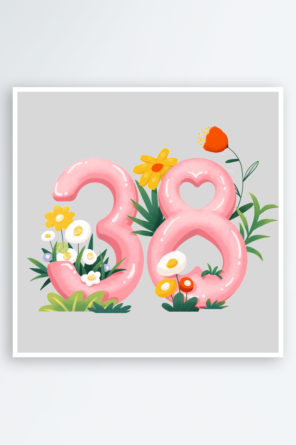 女神節(jié)婦女節(jié)38數(shù)字字體png免扣素材素材