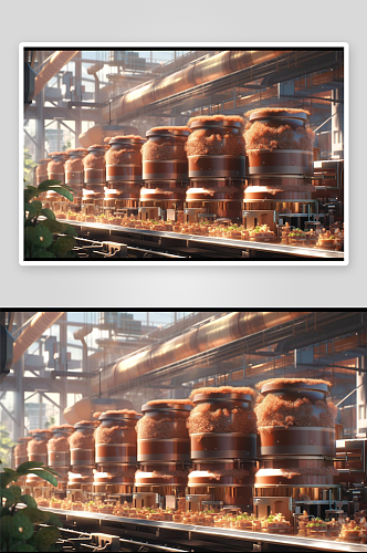 数字艺术科技背景工厂手绘插图反应炉插画