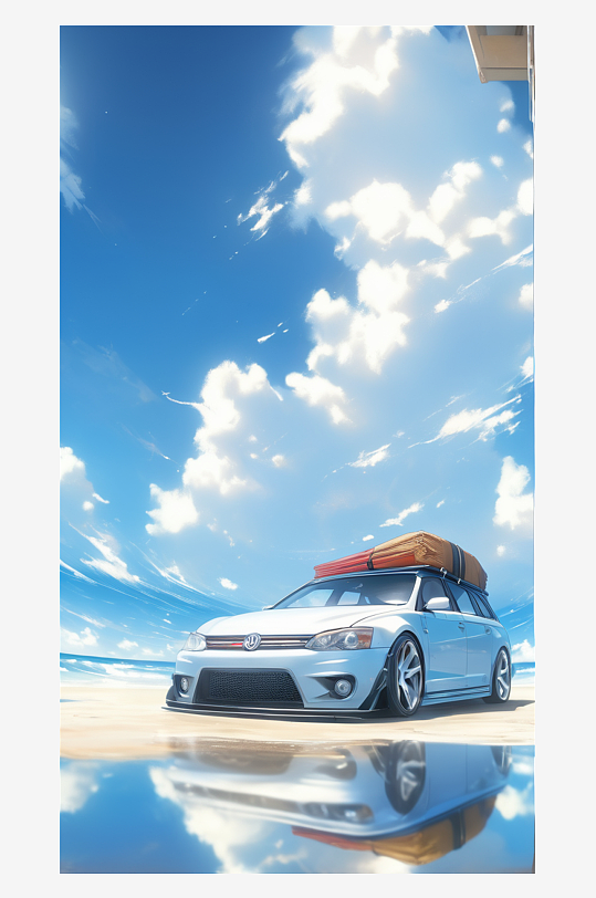 数字艺术海报背景手绘插图插画海边风景