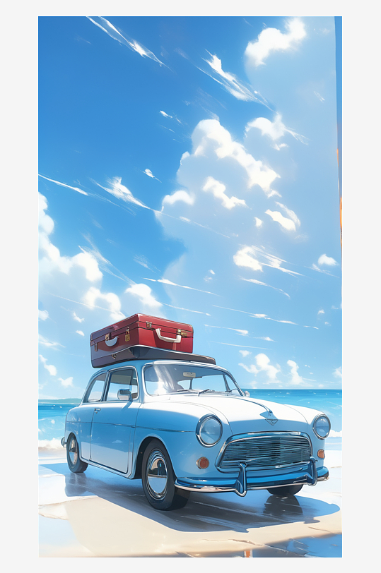 数字艺术海报背景手绘插图插画海边风景插