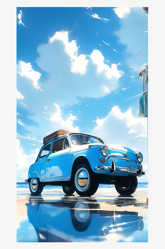 数字艺术海报背景手绘插图插画海边风景