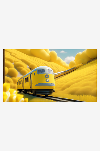 数字艺术艺术插画插图田野列车创意插图插图