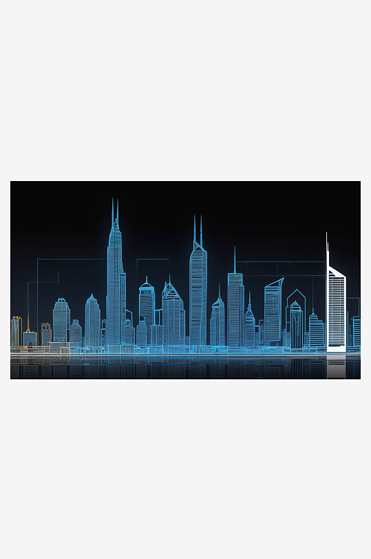 数字艺术科技线条感的城市图设计背景素材