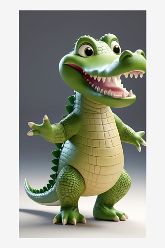 数字艺术卡通鳄鱼玩具鳄鱼ip设计模型设计